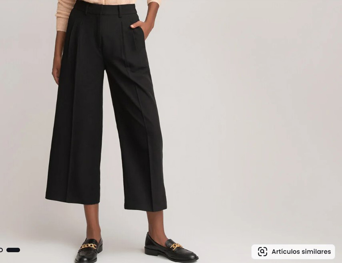 Pantalón culotte con pinzas en color negro