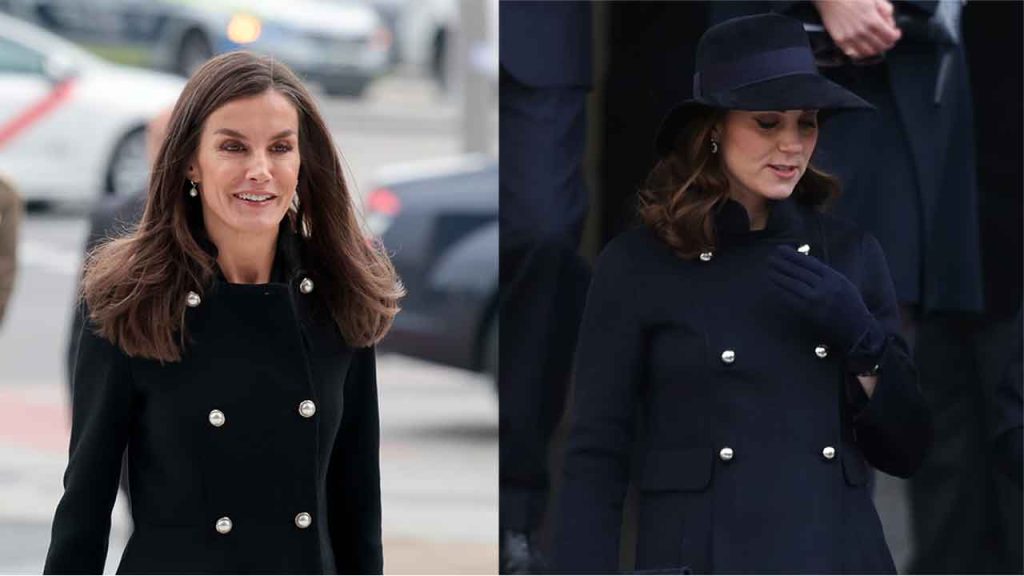 La Reina Letizia le copia el abrigo de Carolina Herrera a Kate Middleton, ¿quién lo lleva mejor?