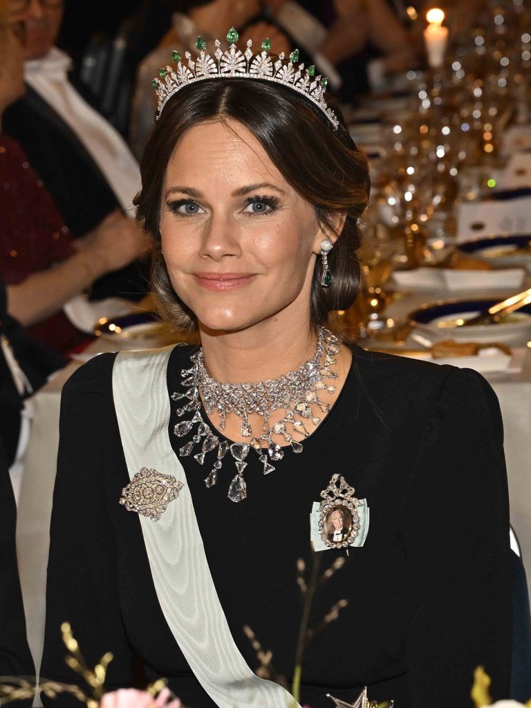 Sofía de Suecia, con su tiara nupcial, en el banquete posterior a los Nobel 