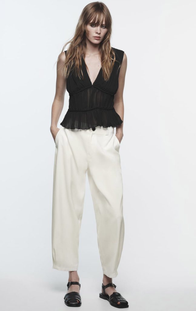 pantalones anchos rebajas Zara