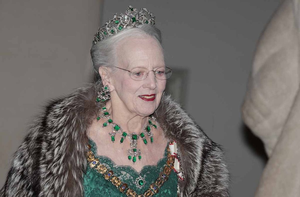 La Reina Margarita de Dinamarca durante la cena de gala con motivo de la visita oficial de los Reyes de España