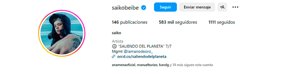 El perfil de Instagram de Saiko