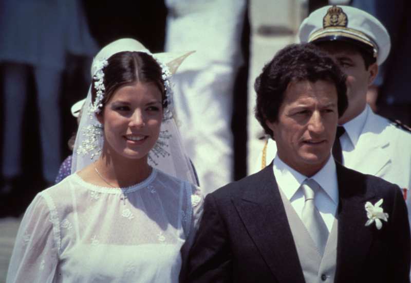 Carolina de Mónaco y Philippe Junot en día de su boda (1978).