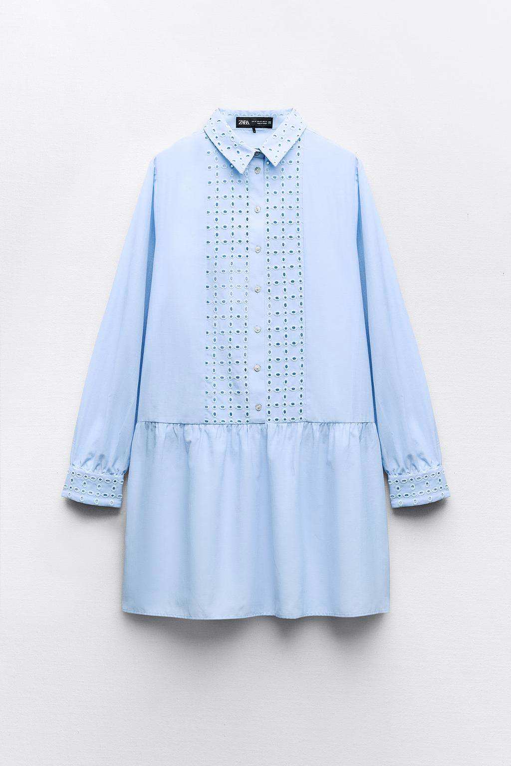 Vestido mini bordados perforados de Zara 29,95 euros
