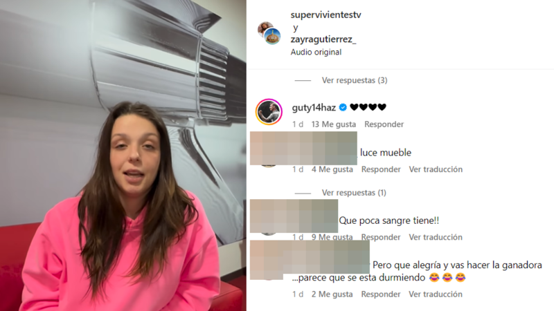 Captura de los comentarios del vídeo de presentación de Zayra Gutiérrez en Instagram