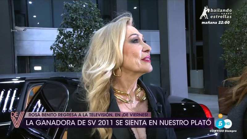 Rosa Benito en su vuelta a los estudios de Telecinco