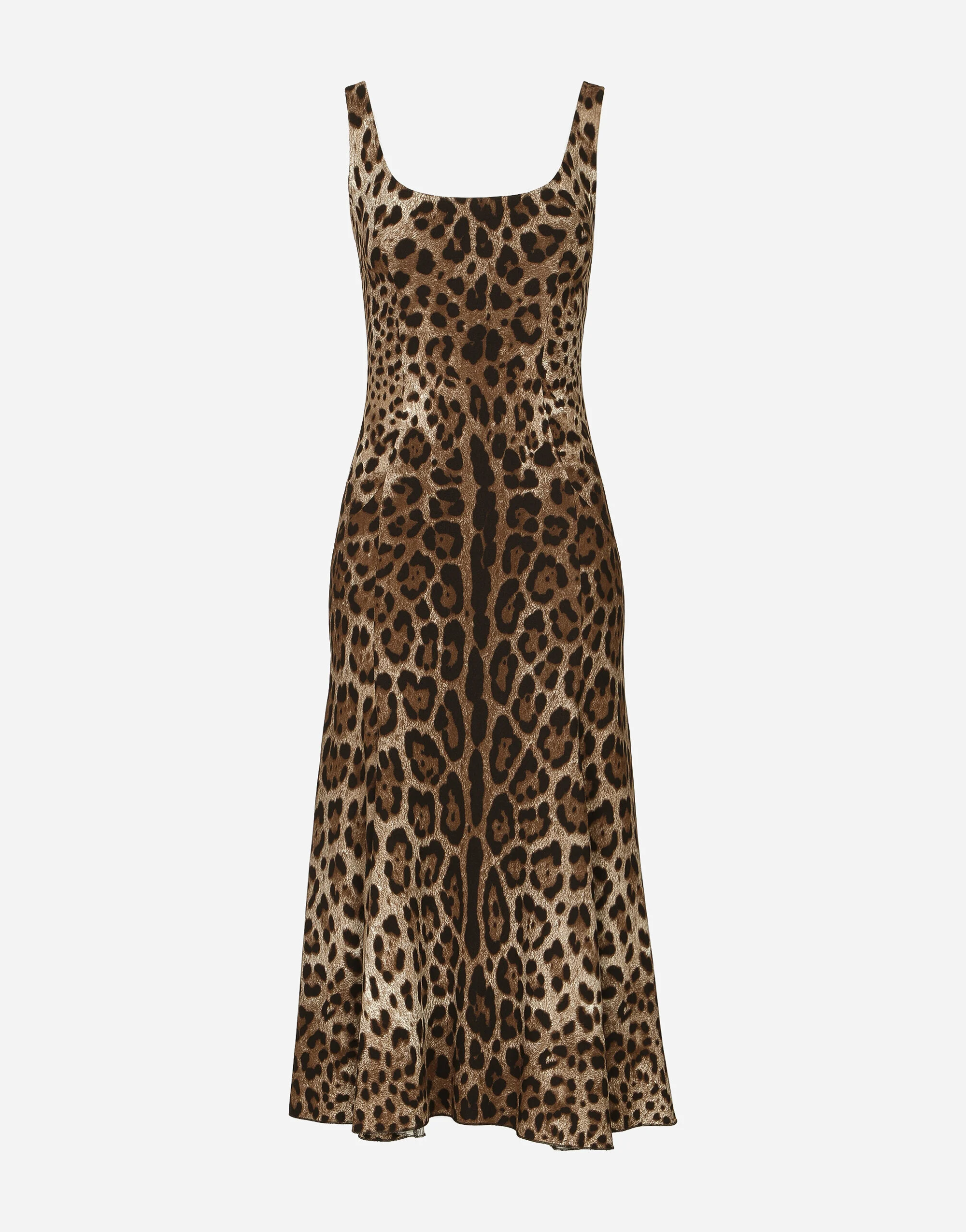 Vestido longuette de cady con estampado de leopardo: Elegancia atemporal