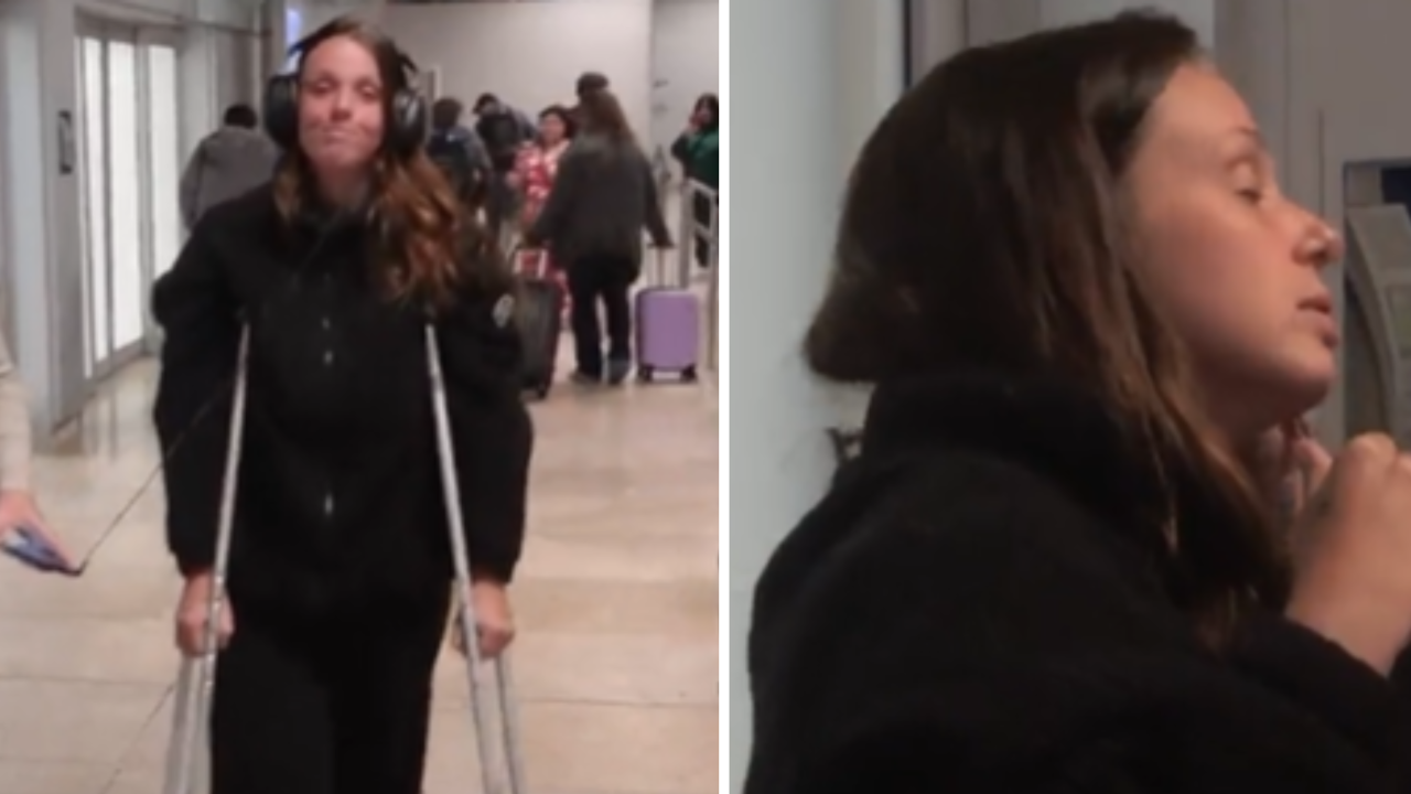 Zayra Gutiérrez, llega a España tras abandonar ‘Supervivientes 2024’ en compañía de unas muletas