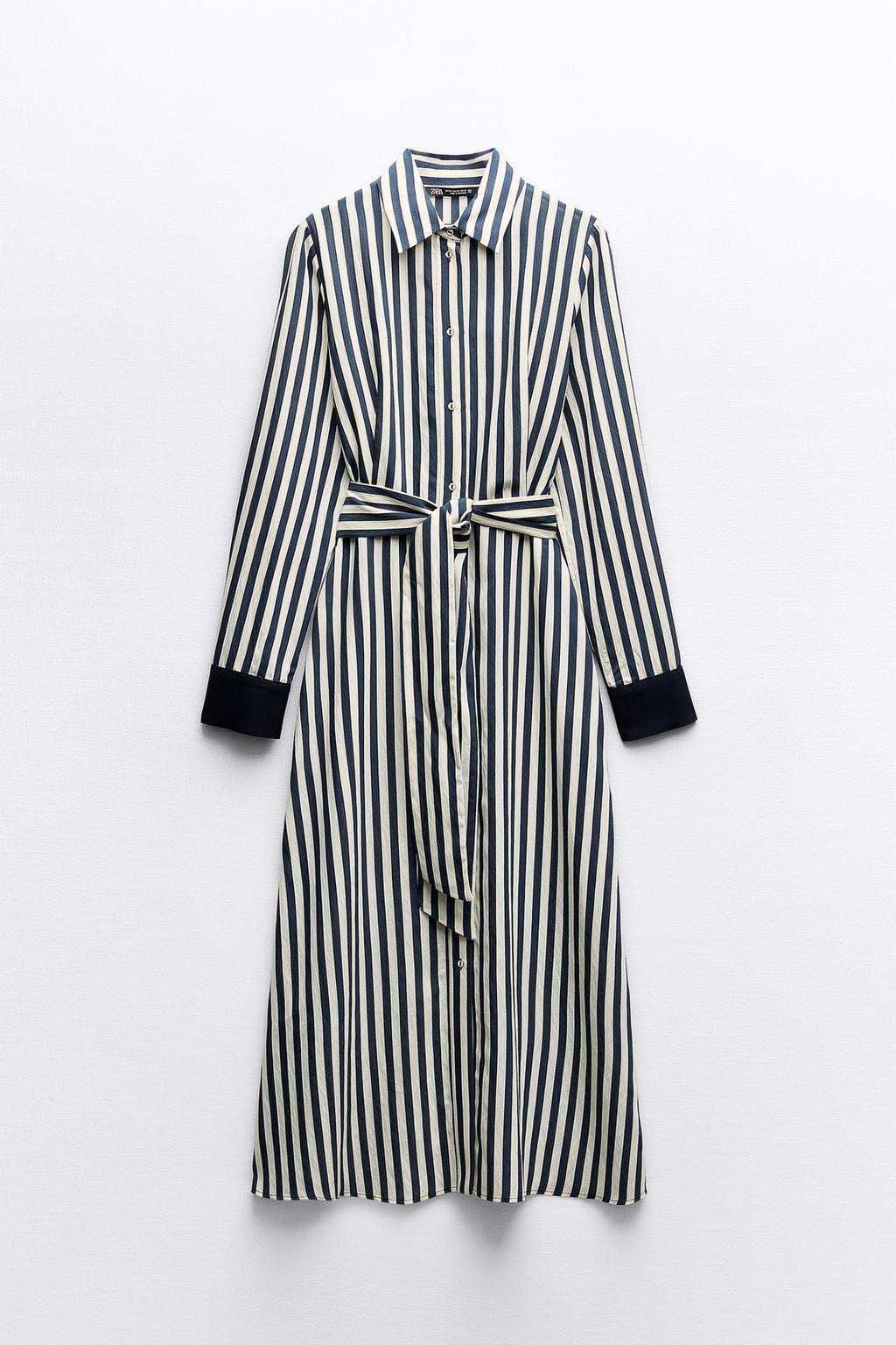 Vestido camisero midi rayas de Zara 39,95 euros
