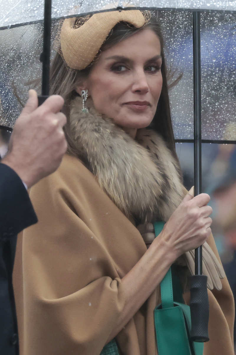 La Reina Letizia con paraguas en Ámsterdam