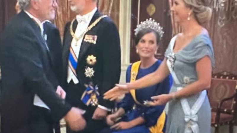 La Reina Letizia, obliga a atender sentada el besamanos de la cena de gala de Holanda