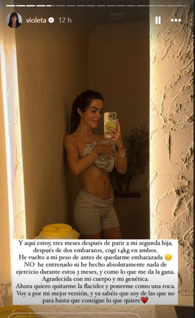 Violeta Mangriñán muestra su cuerpo tres meses de dar a luz. 