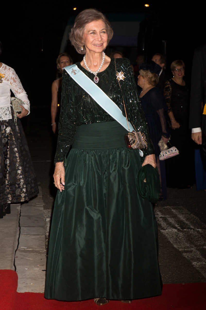 La Reina Sofía, en la boda del príncipe Leka de Albania y Elia Zaharia. 