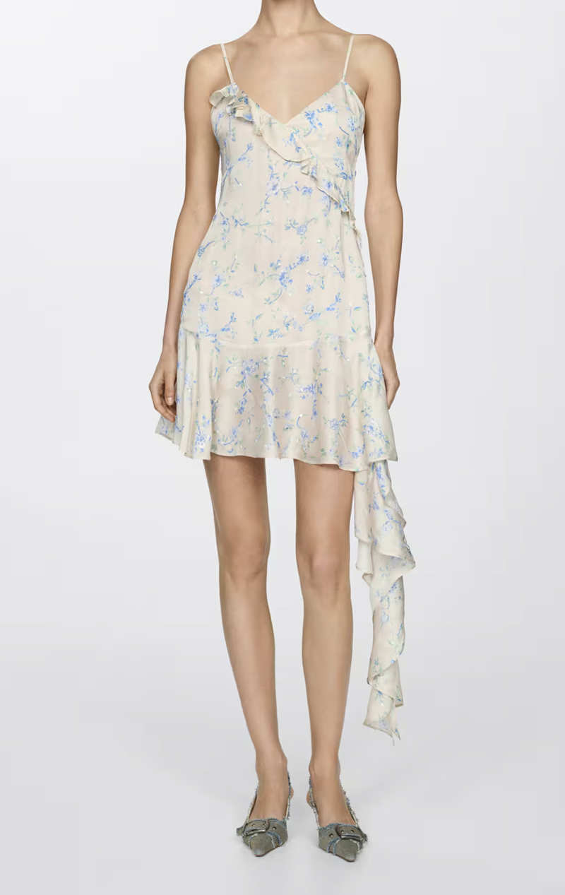 Vestido floral volantes de Mango 79,99 euros 