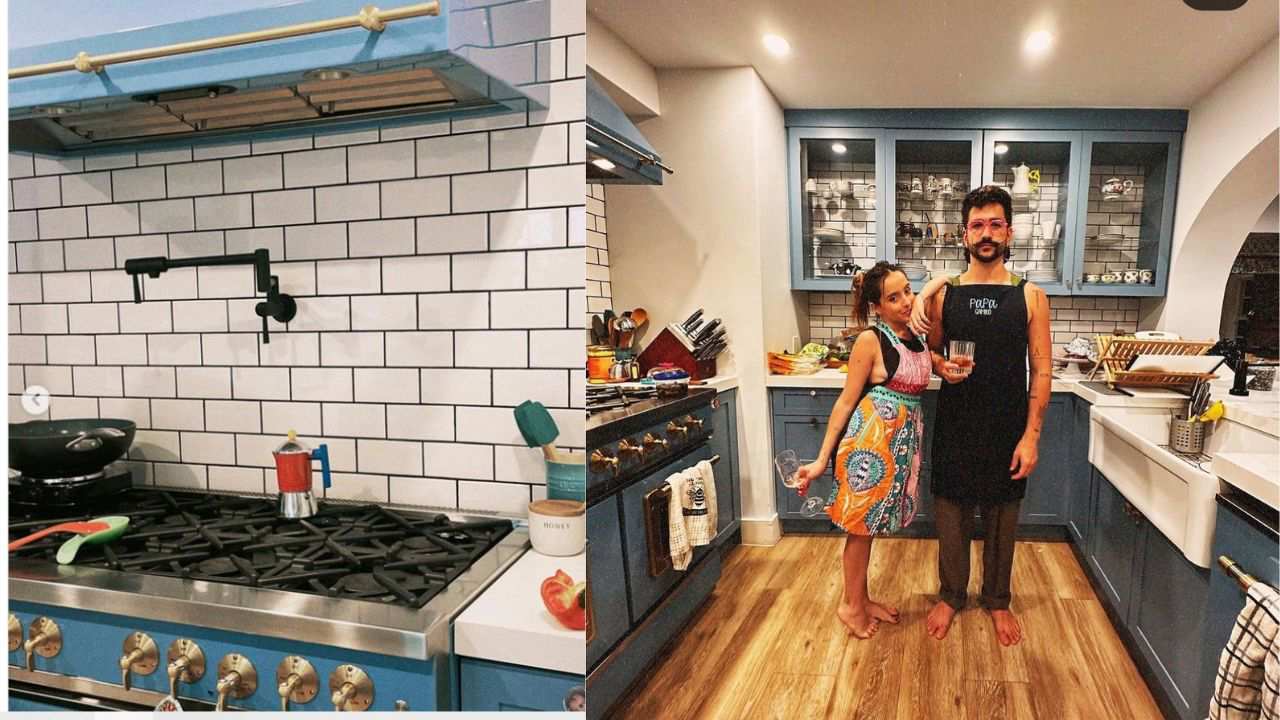 Una cocina en tonos azules