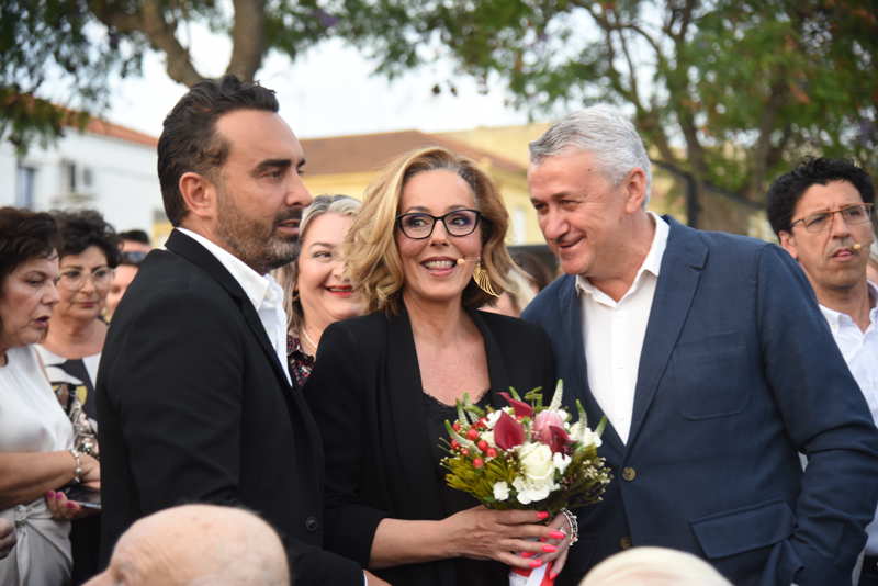 Rocío Carrasco con Fidel Albiac en un acto en Chipiona