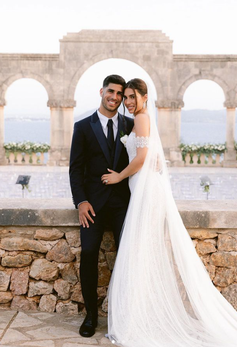 Marco Asensio y Sandra Garal, el día de su boda. 