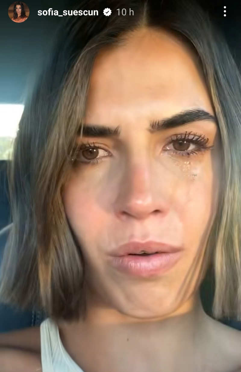 Sofía Suescun llorando tras despedirse de su familia