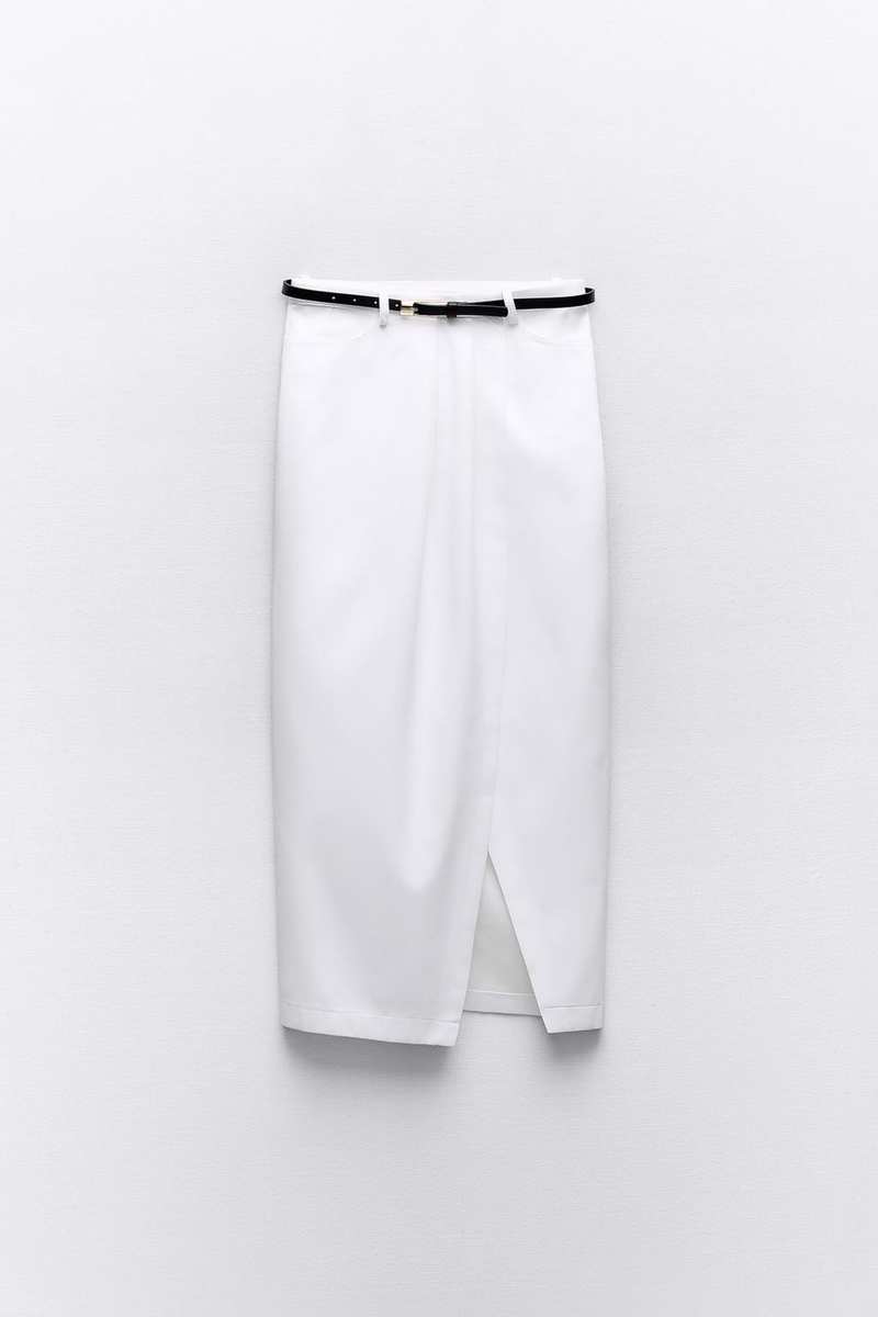 Falda tubo midi cinturón de Zara 35,95 euros 