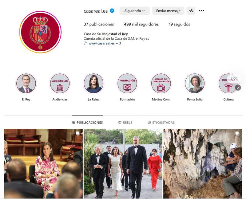 Vista general del perfil de Casa Real en Instagram