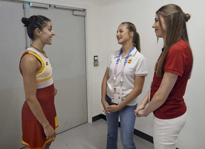 Carolina Marín junto a la Princesa Leonor y la Infanta Sofía