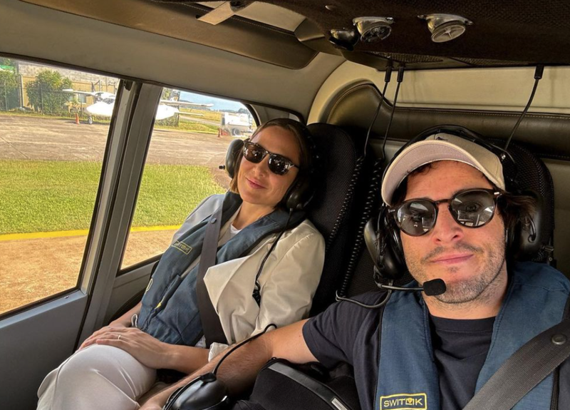 Tamara Falcó e Íñigo Onieva en un helicóptero en Seychelles