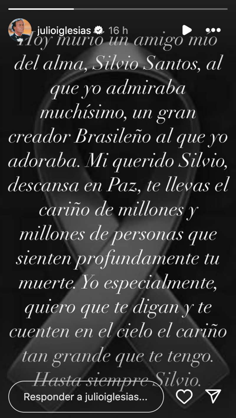 El mensaje de despedida de Julio Iglesias a Silvio Santos