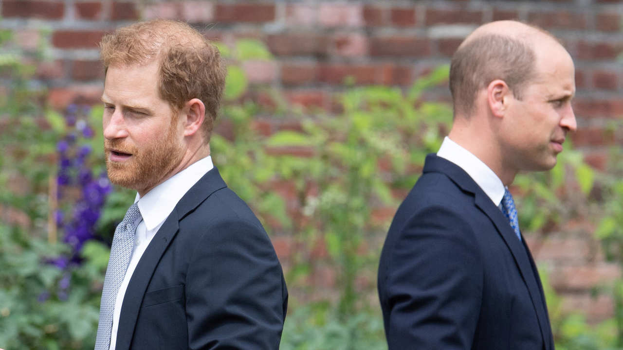 Harry y Guillermo en el acto público de la inauguración de la estatua de Diana de Gales