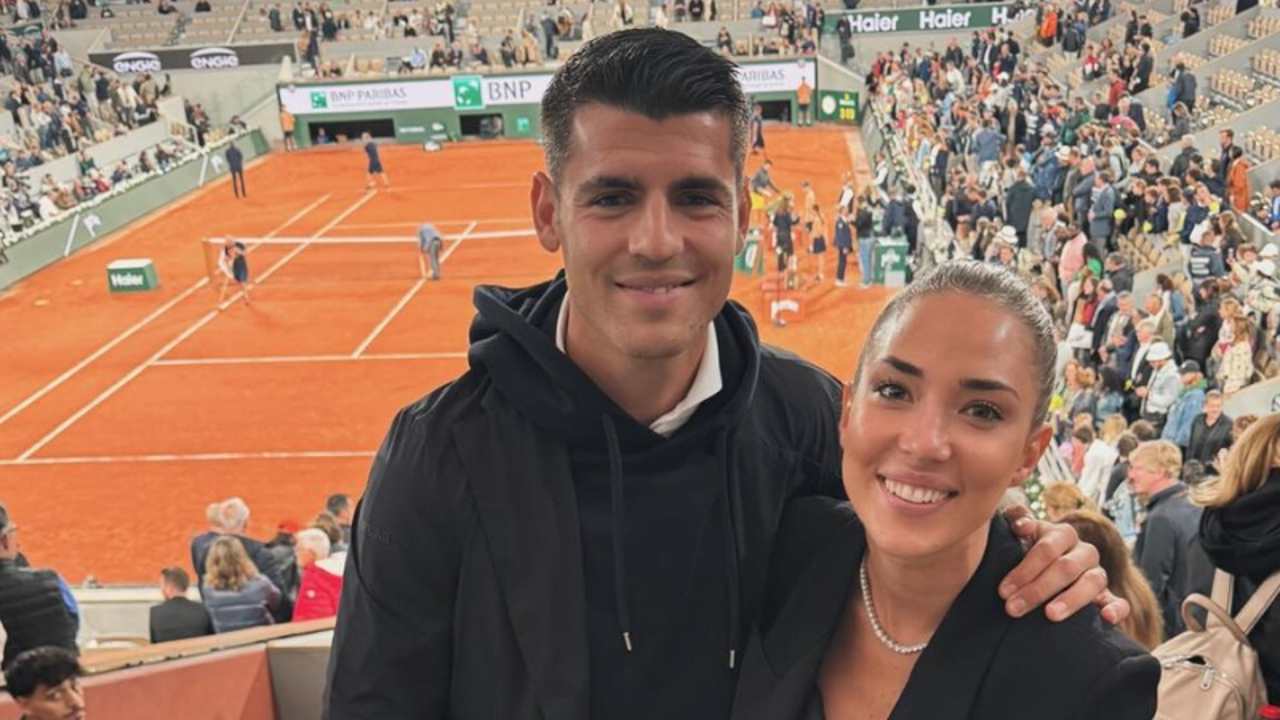 Álvaro Morata y Alice Campello en un partido de tenis