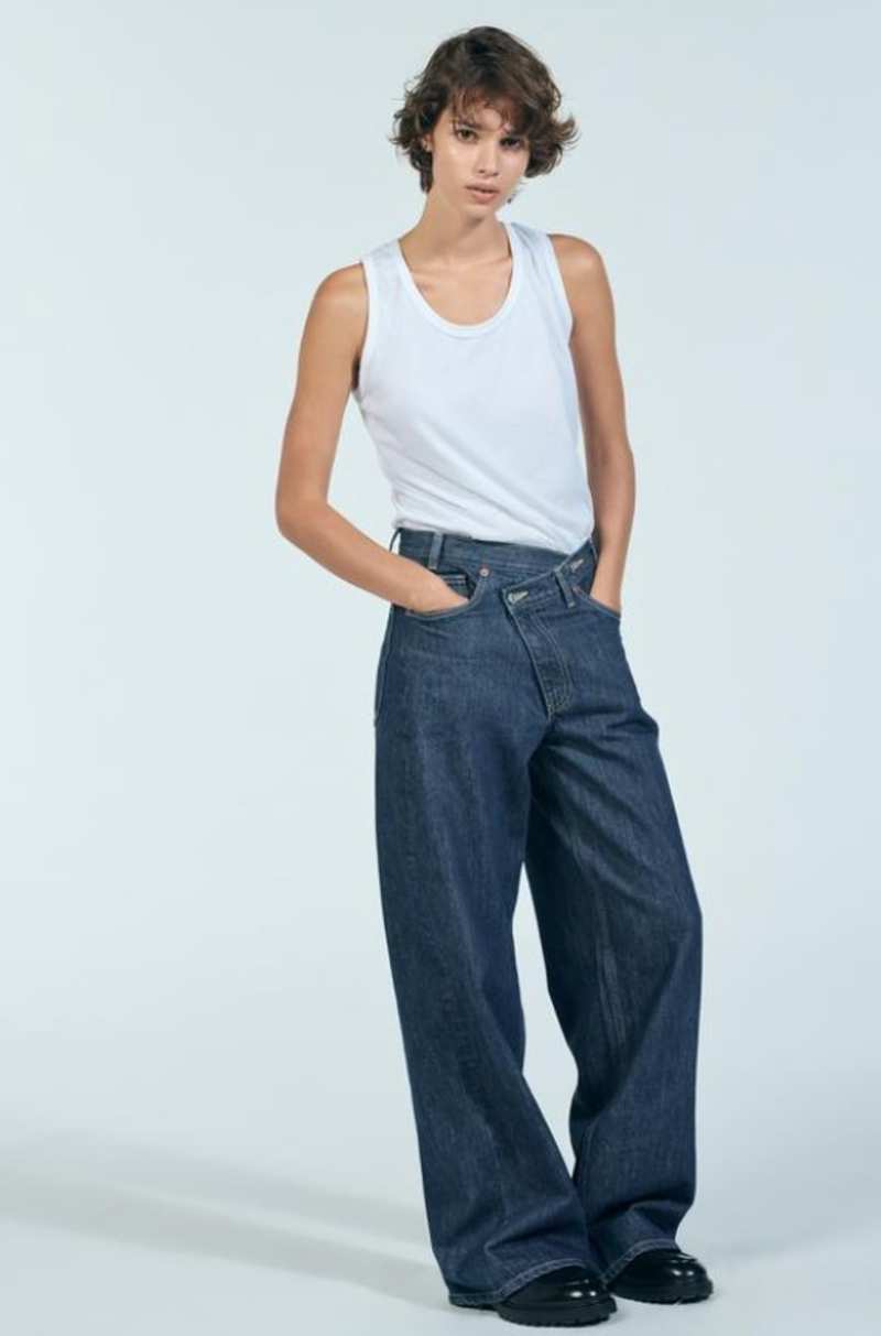 JEANS TRF WIDE LEG CINTURILLA CRUZADA TIRO ALTO