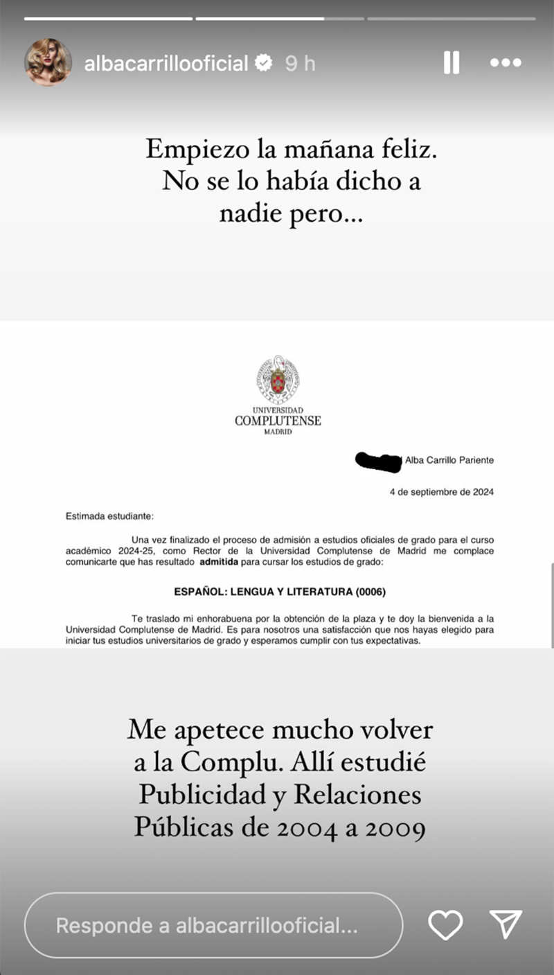 Storie de Alba Carrillo