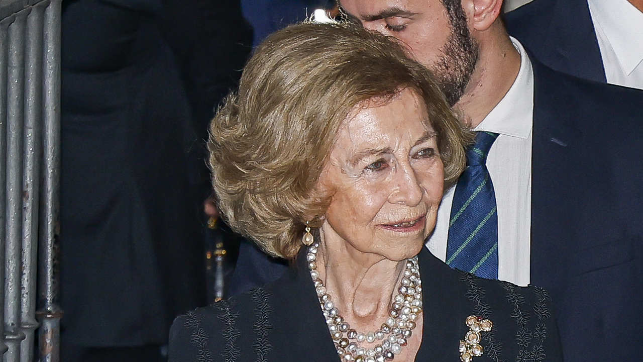 La Reina Sofía durante el funeral de su sobrino Juan Gómez-Acebo Borbón