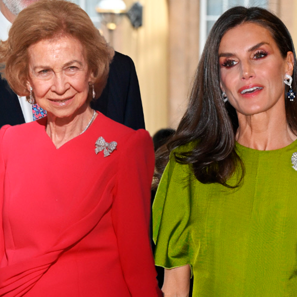 La Reinas Sofía y Letizia, ambas con broche de diamantes