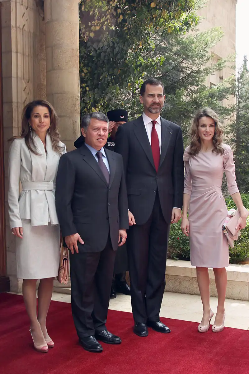 Los entonces Príncipes de Asturias Felipe y Letizia en visita oficial a Jordania en 2011