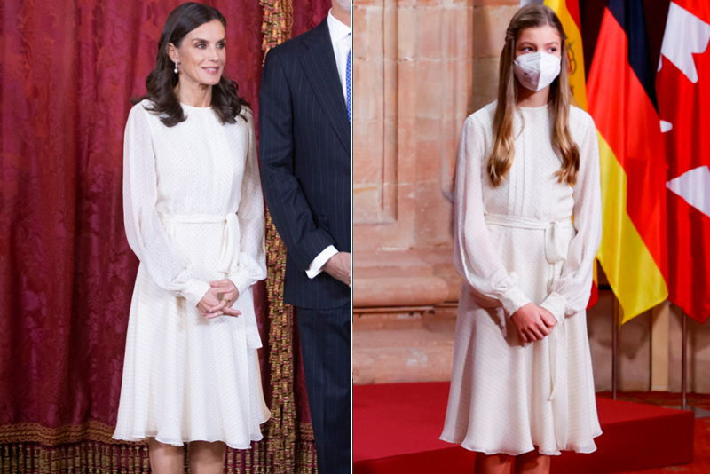 La Reina Letizia y la Infanta Sofía con el mismo vestido de Carolina Herrera