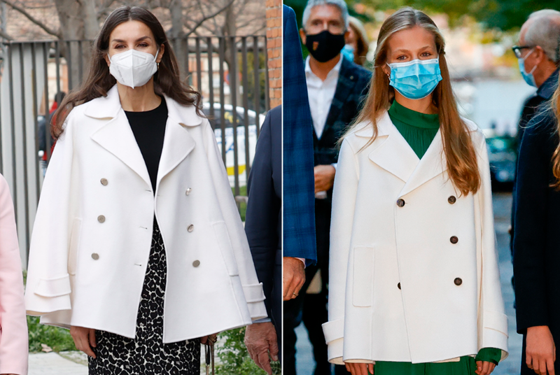 La Reina Letizia y la Princesa Leonor con el mismo abrigo de Carolina Herrera