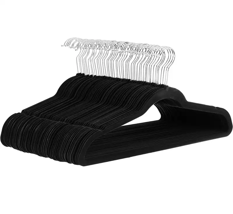 Amazon Basics Slim Velvet, pack de 50 perchas antideslizantes