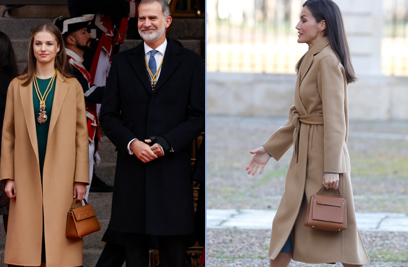 La Princesa Leonor y la Reina Letizia con el mismo bolso de Carolina Herrera