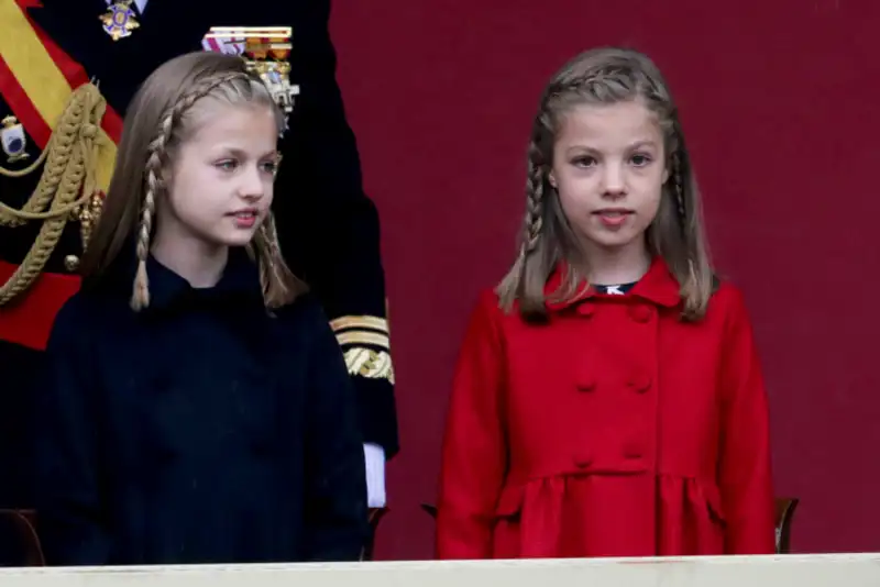 La Princesa Leonor y la Infanta Sofía en el palco de honor por el Día de la Hispanidad de 2016