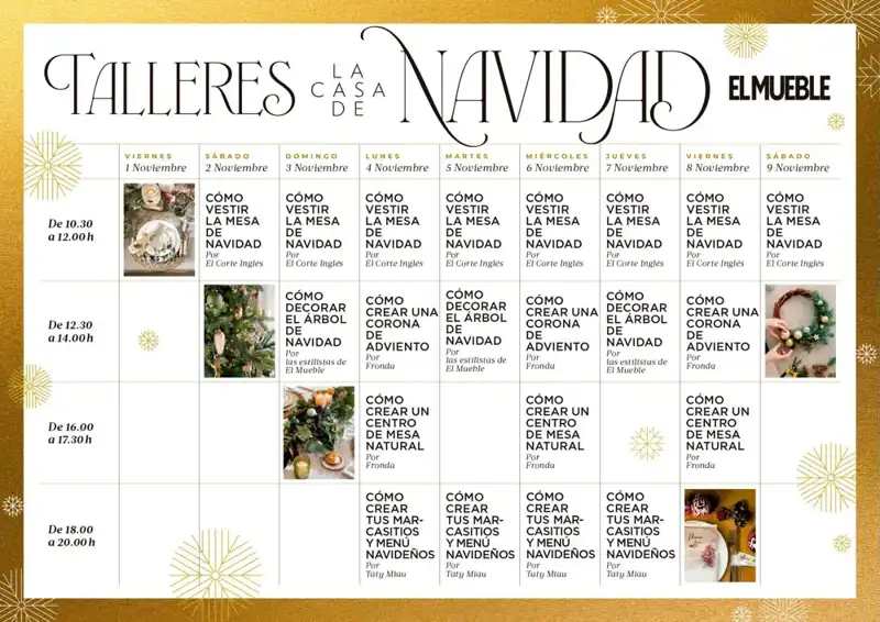 Calendario de talleres de La casa de Navidad de El Mueble