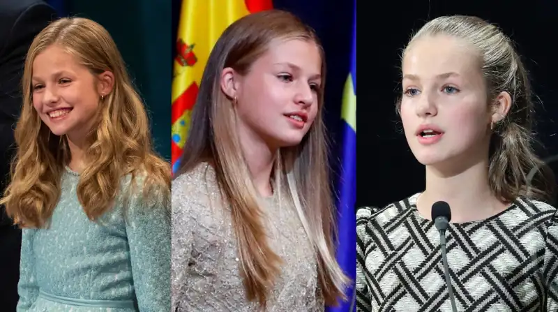 La Princesa Leonor en los años 2019, 2020 y 2021 luciendo aros de oro amarillo