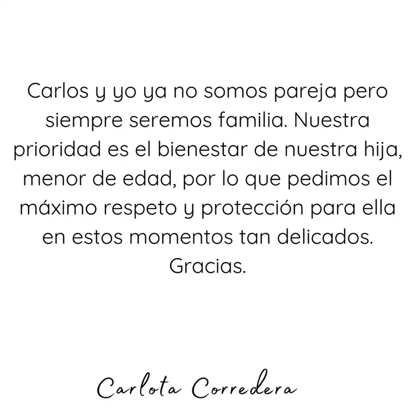 Comunicado de Carlota Corredera