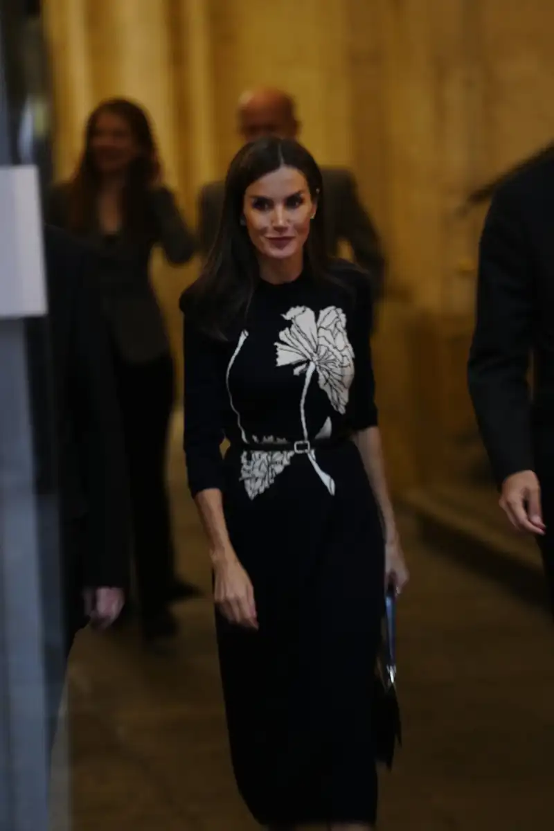 La Reina Letizia desempolva su vestido de punto 'arty' para inaugurar una exposición 