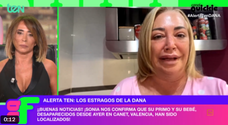 Belén Esteban y María Patiño, con lágrimas en los ojos por las graves consecuencias de la DANA.