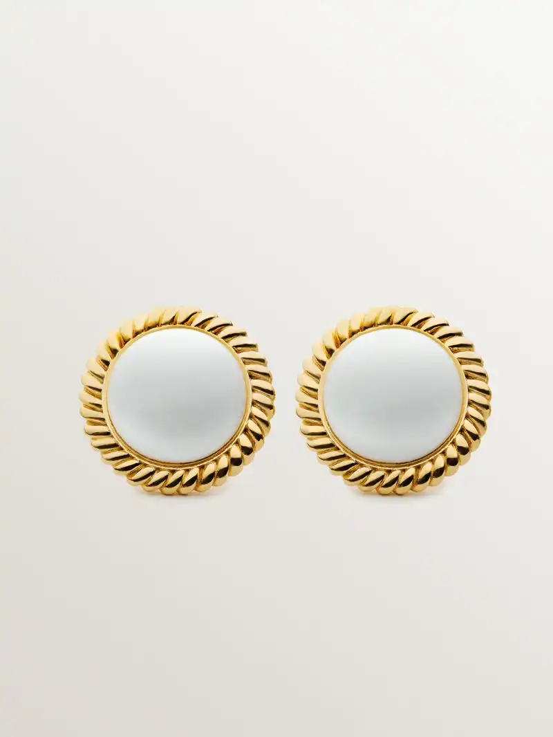 Pendientes de plata 925 bañada en oro amarillo de 18 k con esmalte blanco de Aristocrazy 219 euros