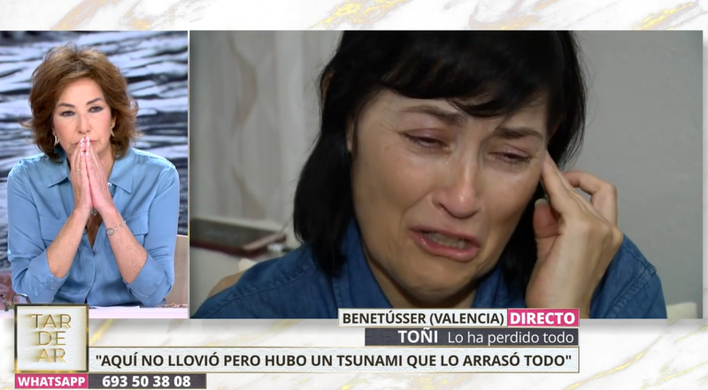 Ana Rosa Quintana, rota ante las lágrimas de Toñi