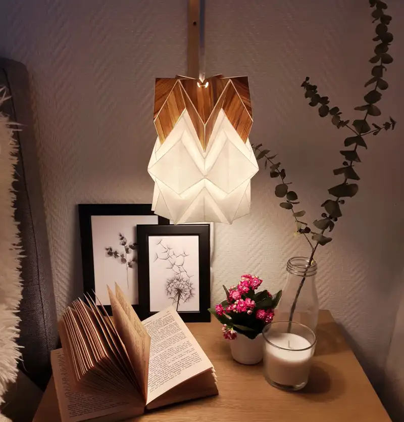 pantalla origami pequena en papel y ecowood Maisons du Monde