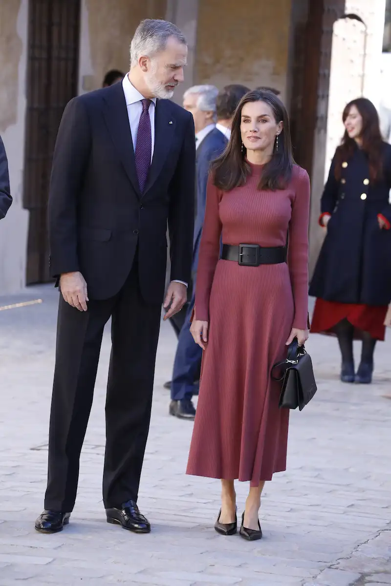 El vestido de canalé de la Reina Letizia, ni burdeos ni malva: el color ciruela triunfa en Sevilla 