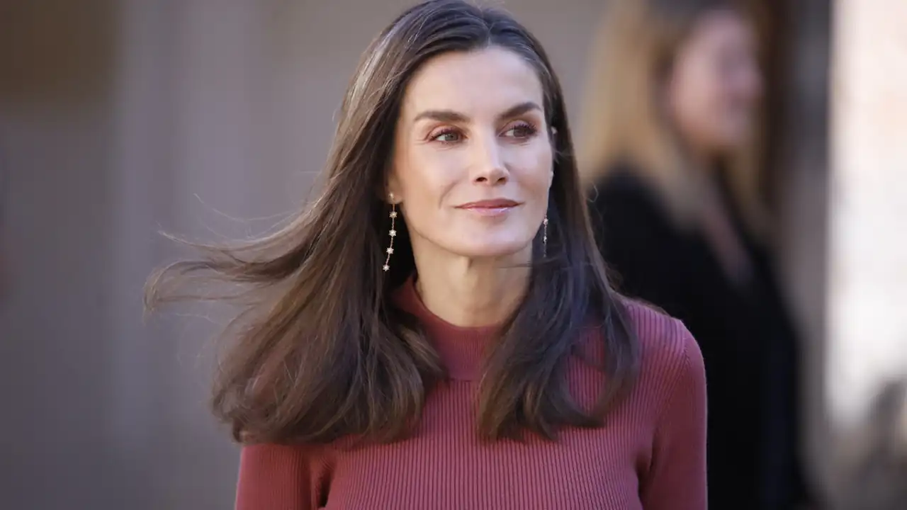 La Reina Letizia sorprende en Sevilla con el vestido de canalé color ciruela con el que se adelanta a 2025