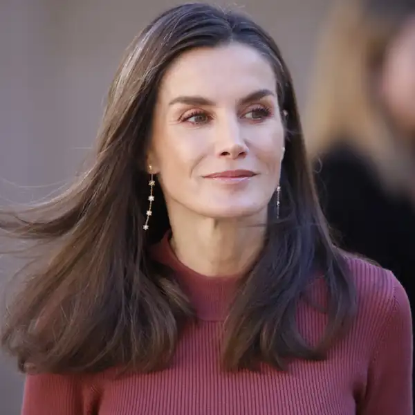 La Reina Letizia sorprende en Sevilla con el vestido de canalé color ciruela con el que se adelanta a 2025